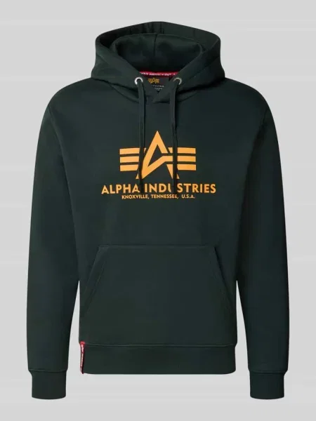 Bluza z kapturem z nadrukiem z logo Alpha Industries zielona
