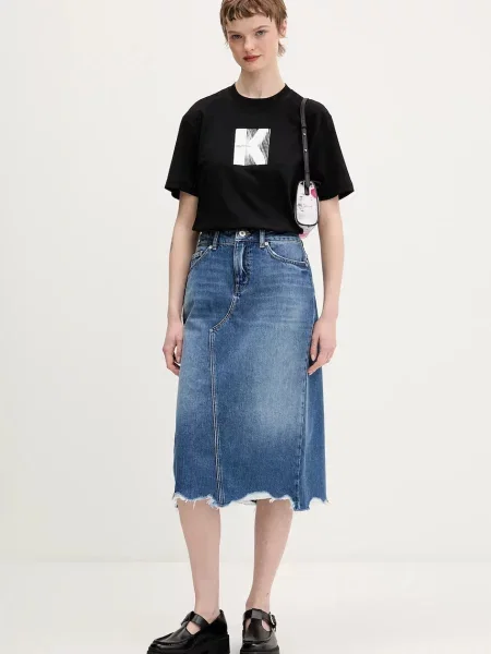 Джинсова спідниця Hugo Blue Gadele_B midi пряма синя