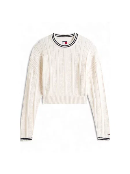 Dzianinowy sweter Tommy Jeans beżowy