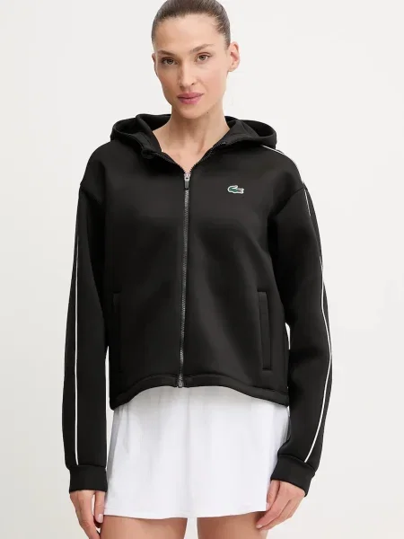 Суичър с качулка Lacoste с качулка черно