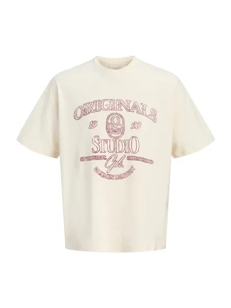 JACK & JONES Tricou JOR Charmberi roșu burgundy / lână alb