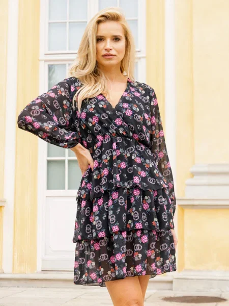 Rochie Resti cu model floral de costum negru