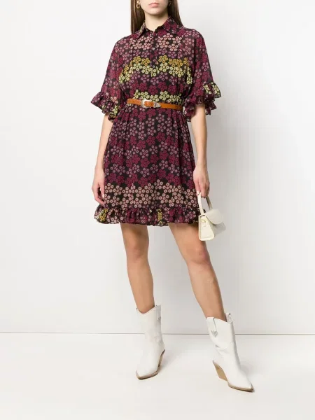 Rochie tip cămașă Dsquared2 cu model floral cu imagine negru