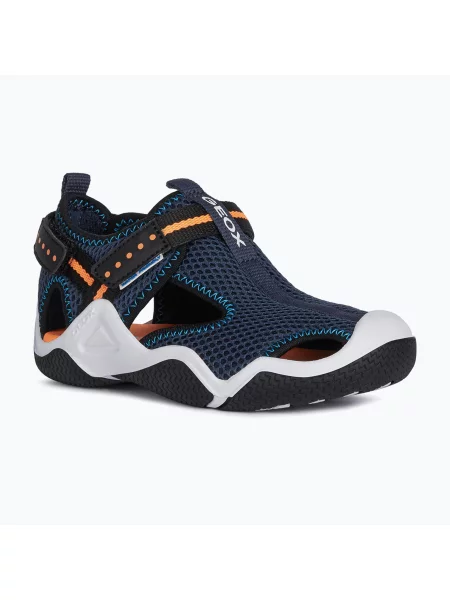 Sandały dziecięce Geox Wader navy/fluo orange granatowe