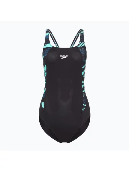 Дамски бански костюм от една част Speedo HyperBoom Splice Muscleback dark teal черно