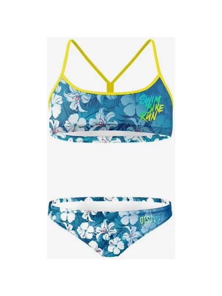 Bikini Otso Swim Bike Run Flower niebieski żółty XS biały