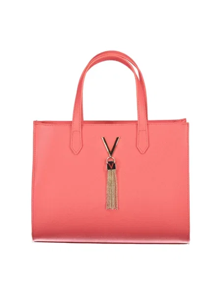 Lniana shopperka Valentino By Mario Valentino różowa