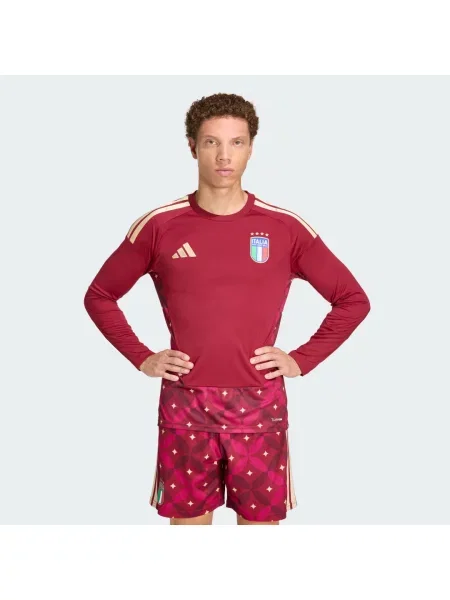 Dlouhé tričko s dlouhým rukávem Adidas s dlouhými rukávy vínové