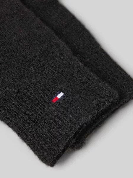 Rękawiczki Tommy Hilfiger Flag Fluffy Knit Gloves Black Universal czarne