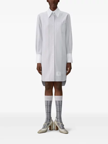 Rochie mini Thom Browne cu dungi de costum gri