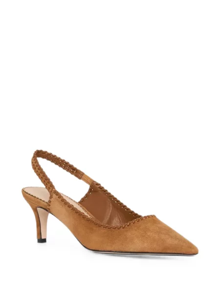 Pantofi cu toc Cinq A Sept slingback țesuți maro