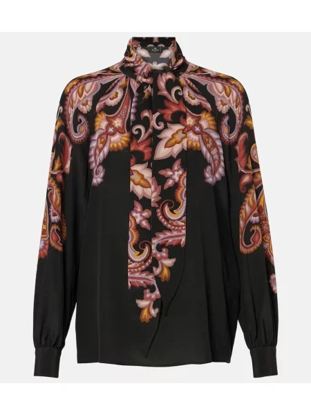 Bluză Etro de mătase cu model paisley negru