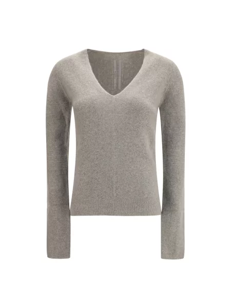Sweter Rick Owens z dekoltem w serek szary