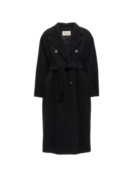 Cu centură palton Max Mara cu două rânduri de nasturi negru