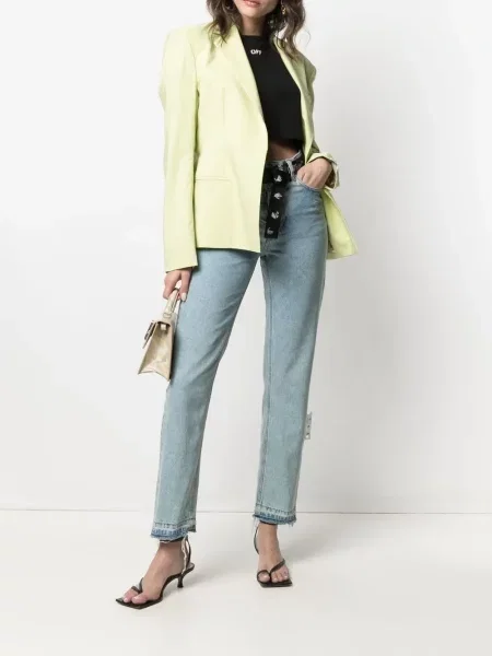 Jeansy straight leg Off-white z wysoką talią