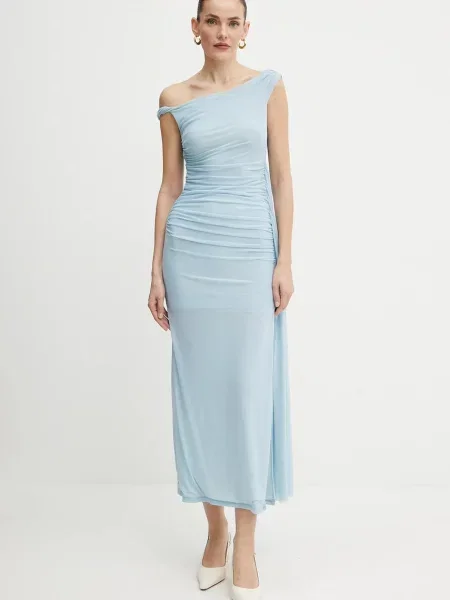 Bardot rochie maxi mulata albastru