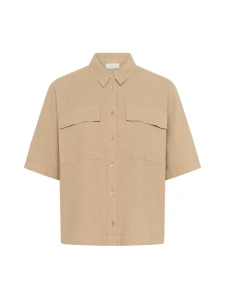 Koszula Kaffe klasyczna z półrękawem beżowa