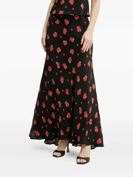 Fustă Bardot cu model floral cu imagine negru