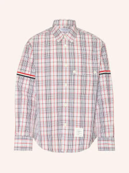 Thom Browne. Košile Comfort Fit světle šedá / červená černá