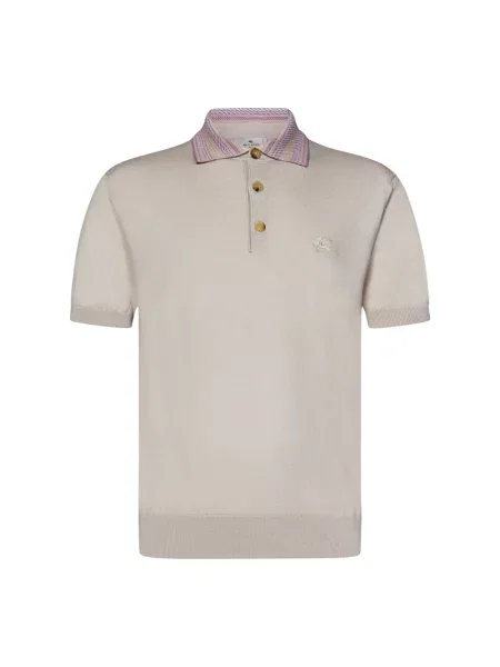 Haftowana koszulka polo Etro beżowa