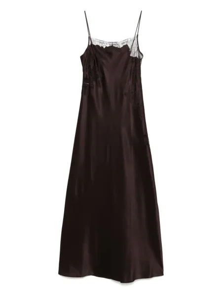 Rochie maxi Carine Gilson de mătase lungă maro