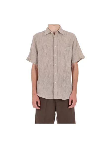 Koszula z krótkim rękawem Portuguese Flannel flanelowa beżowa