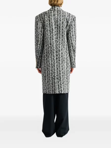 Lung palton Balmain din tweed negru