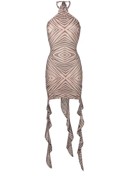 Rochie Amir Slama cu imprimeu animal print maro