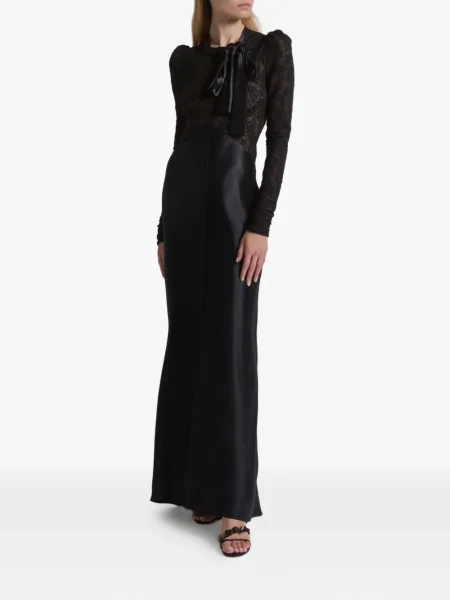 Rochie maxi Alberta Ferretti din dantelă de costum negru