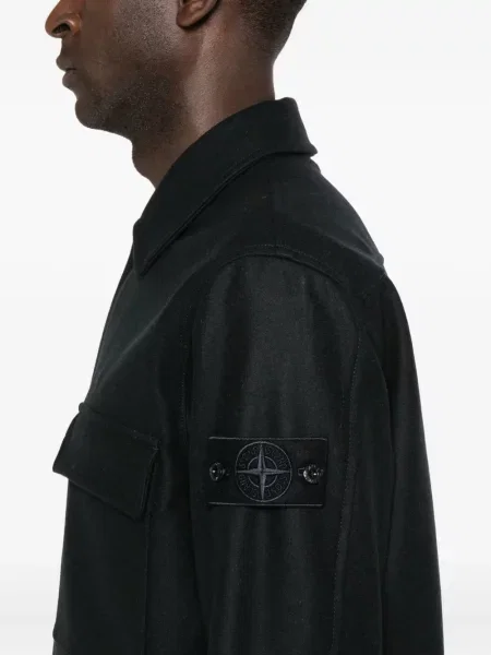 Cămașă Stone Island de lână cu strasuri albastru