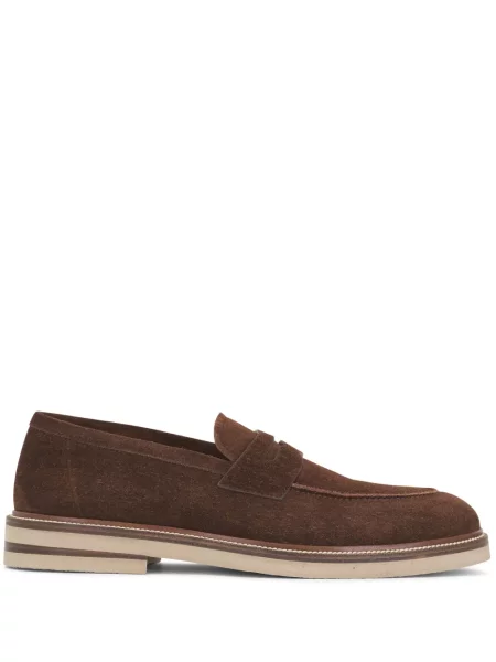 Pantofi loafer Brunello Cucinelli din piele de căprioară maro