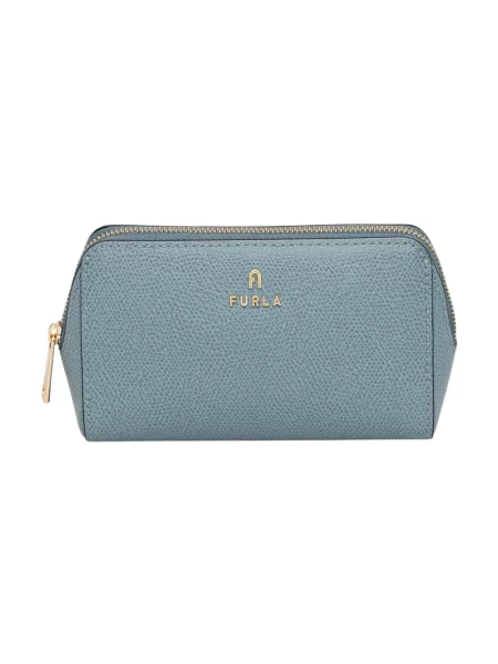 Furla kosmetyczka skórzana niebieska