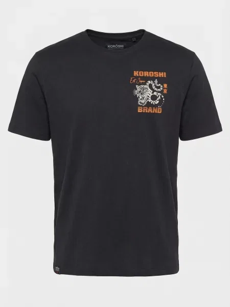 KOROSHI Tricou portocaliu / negru alb