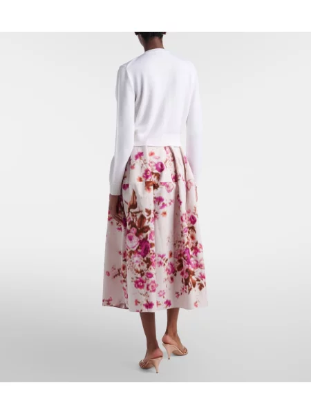 Fustă midi Erdem cu model floral din poplin