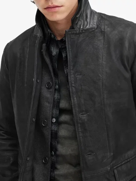 AllSaints geaca de piele SURVEY LTHR BLAZER negru