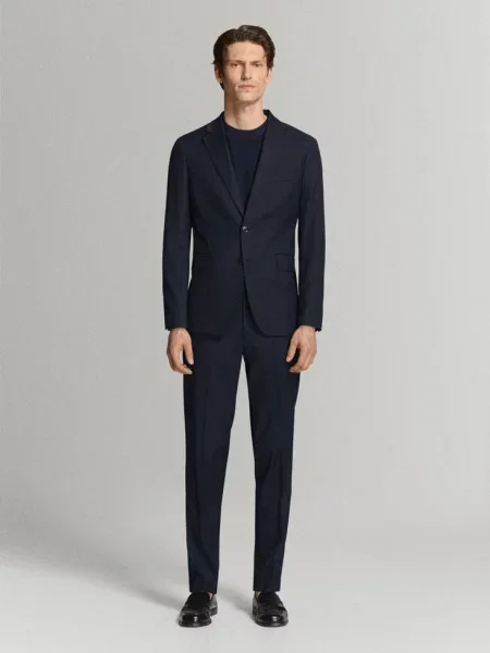 Marynarka garniturowa Milan slim fit Mężczyzna 50 MANGO MAN granatowy