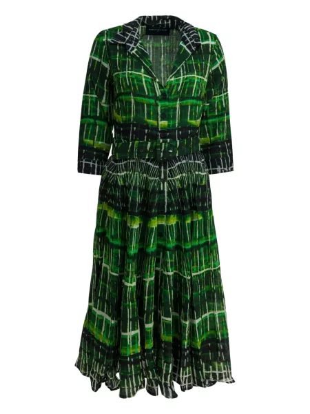 Sukienka Samantha Sung w kratkę garniturowa zielona