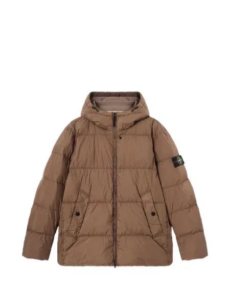 Geacă cu puf Stone Island cu strasuri maro