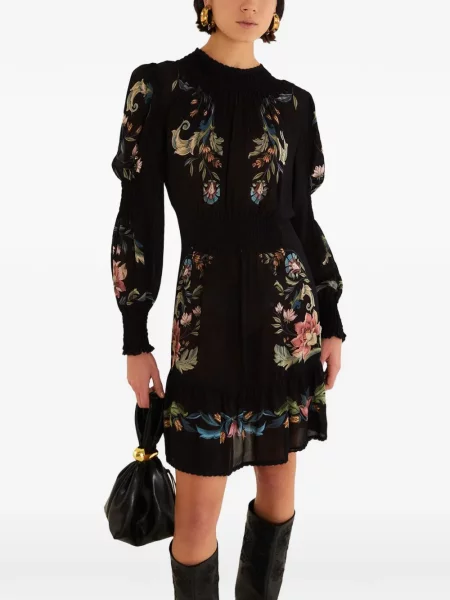 Rochie mini Farm Rio cu model floral cu imagine negru
