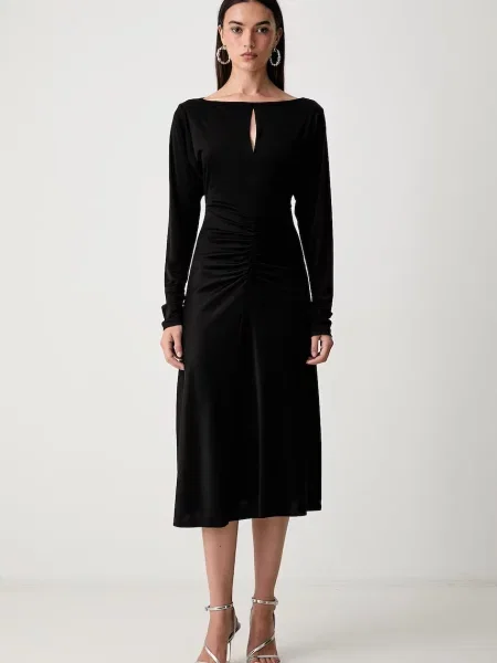 Pinko rochie evazată din acetat negru