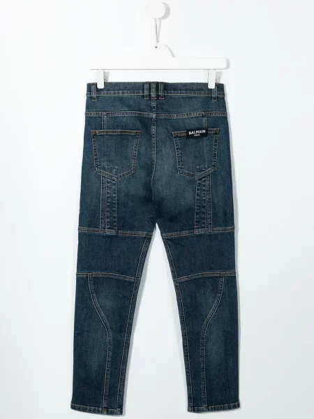 Jeansy straight leg dziecięce Balmain niebieskie