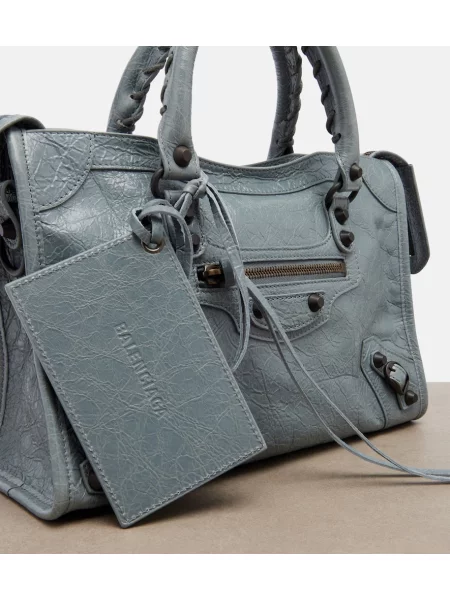 Top Balenciaga din piele gri