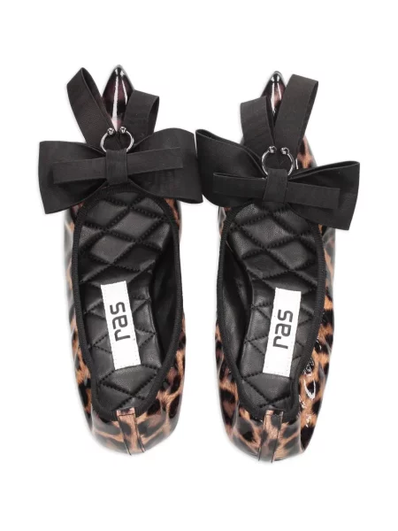 Pantofi cu toc Ras cu funde cu model leopard maro