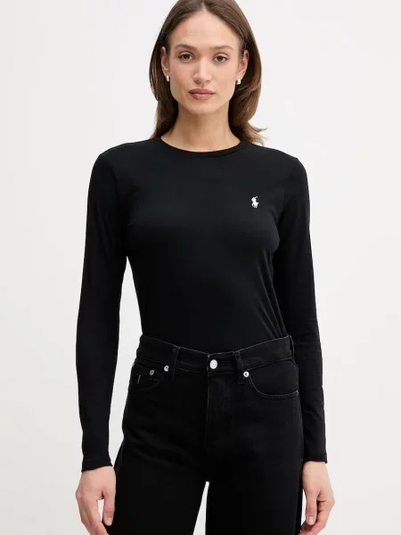 Polo Ralph Lauren bluză cu mânecă lungă pentru femei din negru
