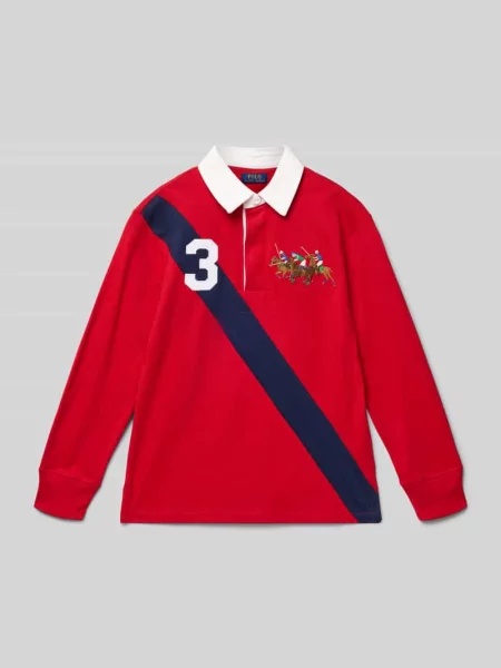 Sweter z dzianiny z kołnierzykiem polo Polo Ralph Lauren Teens czerwona