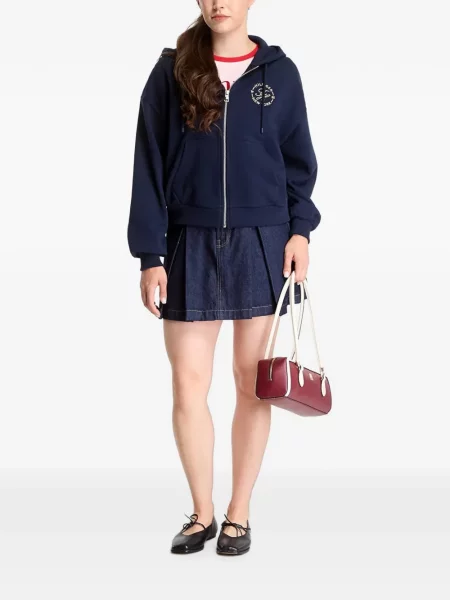 Hanorac cu glugă Tommy Hilfiger cu autograf albastru