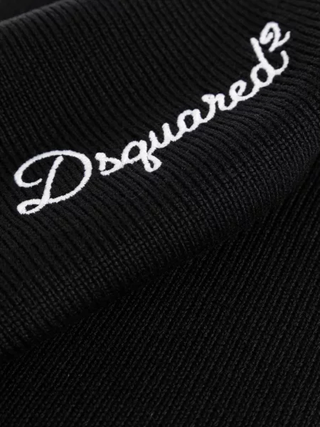 Fular Dsquared2 cu broderie tricotate negru