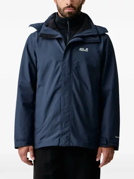 Geacă Jack Wolfskin cu glugă albastru