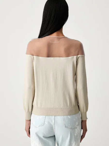 Maison Margiela sweter z bawełną beżowy