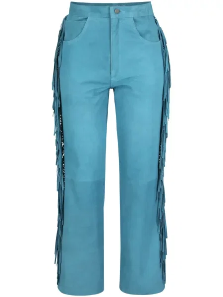 Pantaloni Dancassab din piele de căprioară albastru
